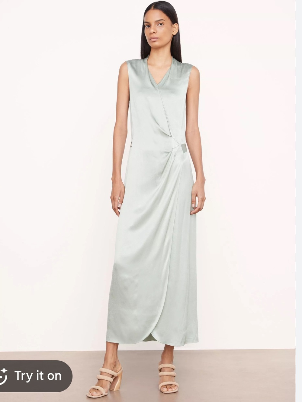 Vince Sleeveless Draped Pleat Wrap Dress